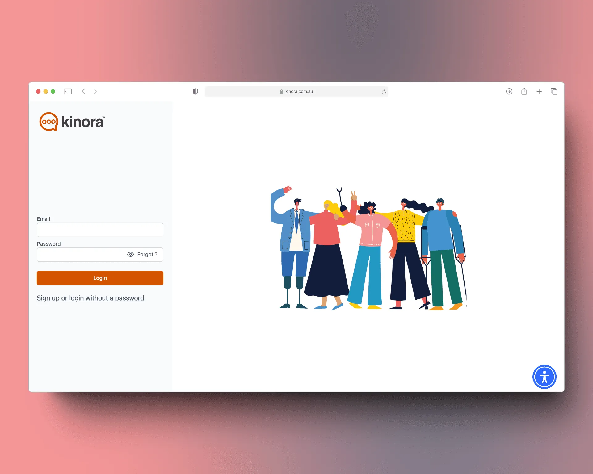 Expérience Kinora illustrant la navigation entre l'application principale et les services connectés